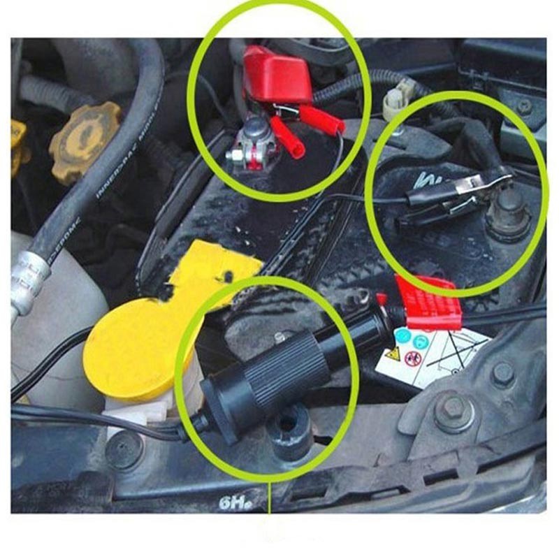 Car Battery Clip Cigarette Lighter Socket Adapter Extension Cord