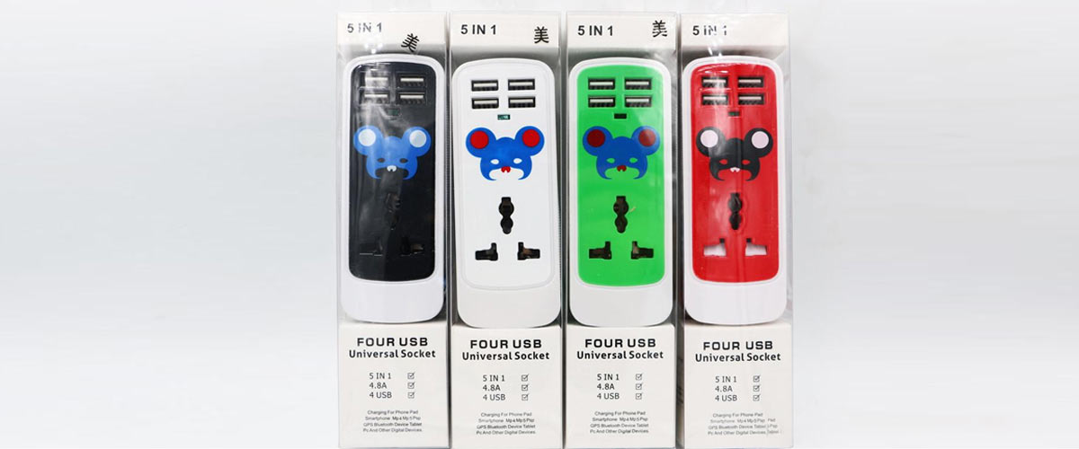 سه راهی و شارژر USB پنج کاره 